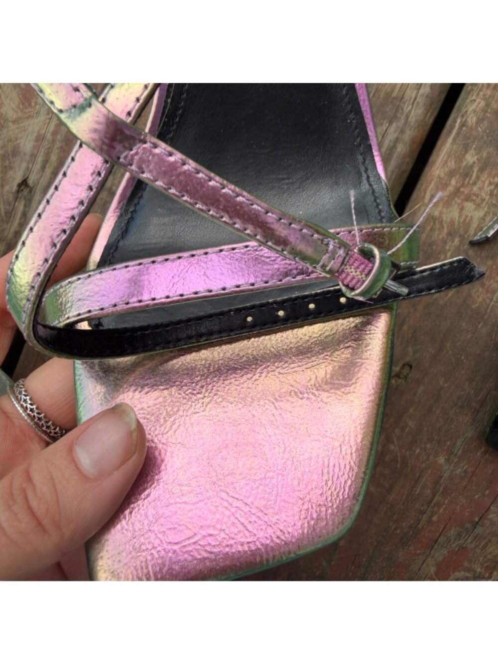 Nine West Pink Metallic Strappy Heeled Sandals Size 9M - Picture 9 of 9